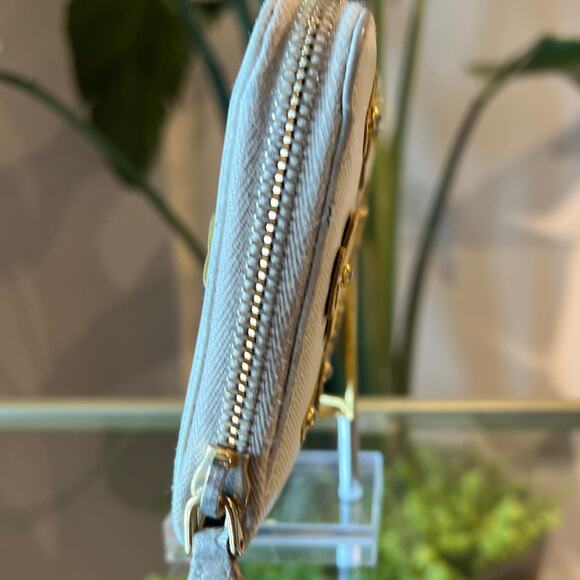 PRADA Continental Floral Appliqué Saffiano Leather Wallet - Picture 3 of 14